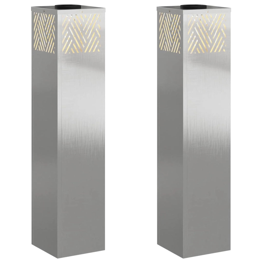 Faro LED solare per sentieri 2 pcs Argento Acciaio inossidabile 879734