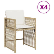 Sedie da Giardino con Cuscini 4 pz | Sedie da Esterno Beige in Polyrattan