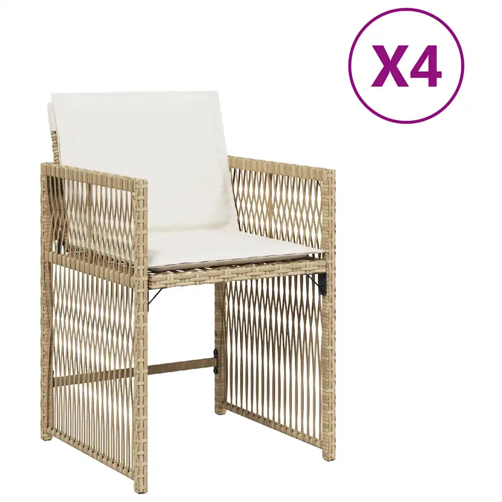 Sedie da Giardino con Cuscini 4 pz | Sedie da Esterno Beige in Polyrattan