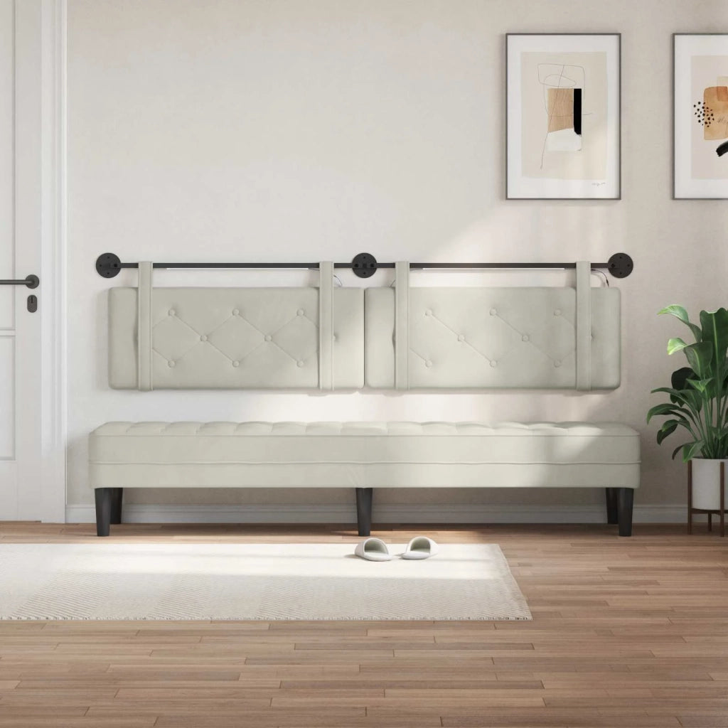 Testiera | Testata sospesa Con luce LED Crema Velluto