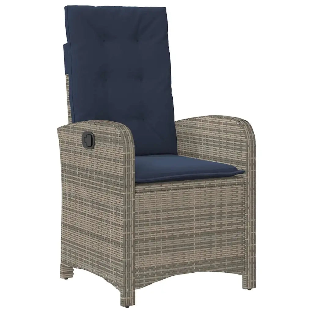 Sedie da Giardino Reclinabili 2 pz e Cuscini Grigio Polyrattan 365175