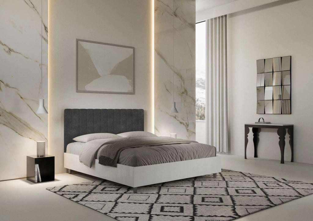 Letto Matrimoniale 160x190 cm con Rete Kaia Grigio