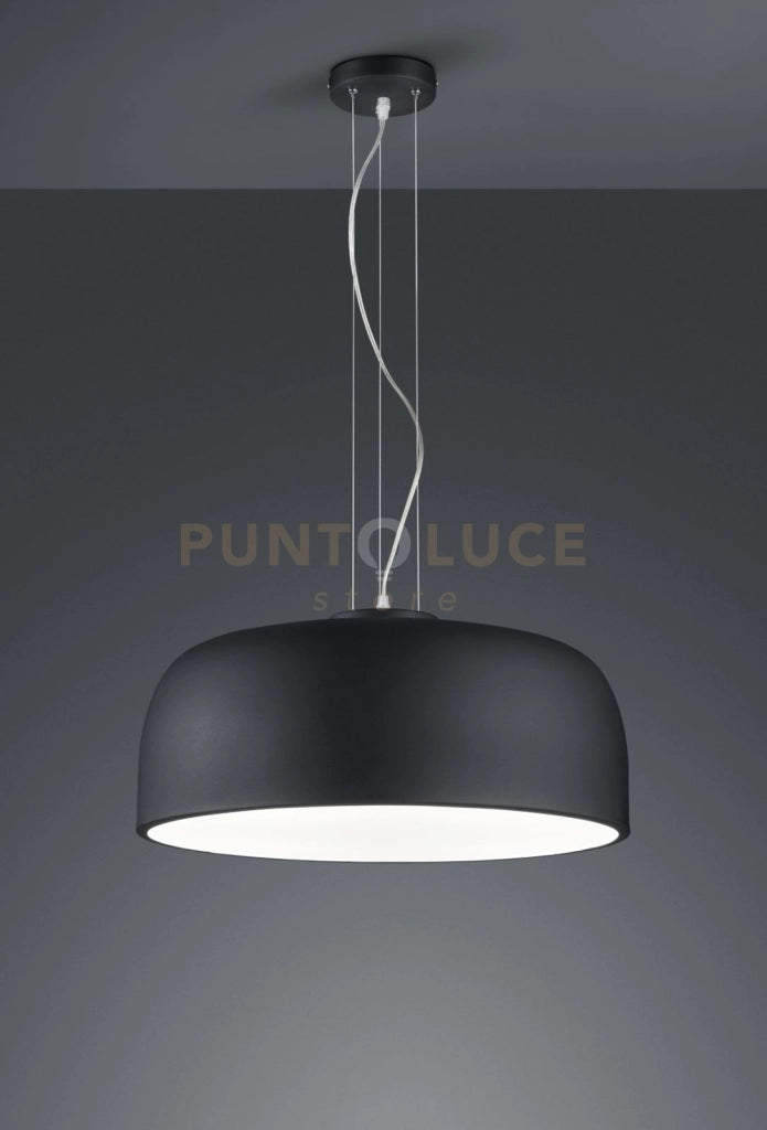 BARON SOSPENSIONE TONDA METALLO NERO CON DIFFUSORE SATINATO D.52 CM 4 LUCI ATTACCO E27
