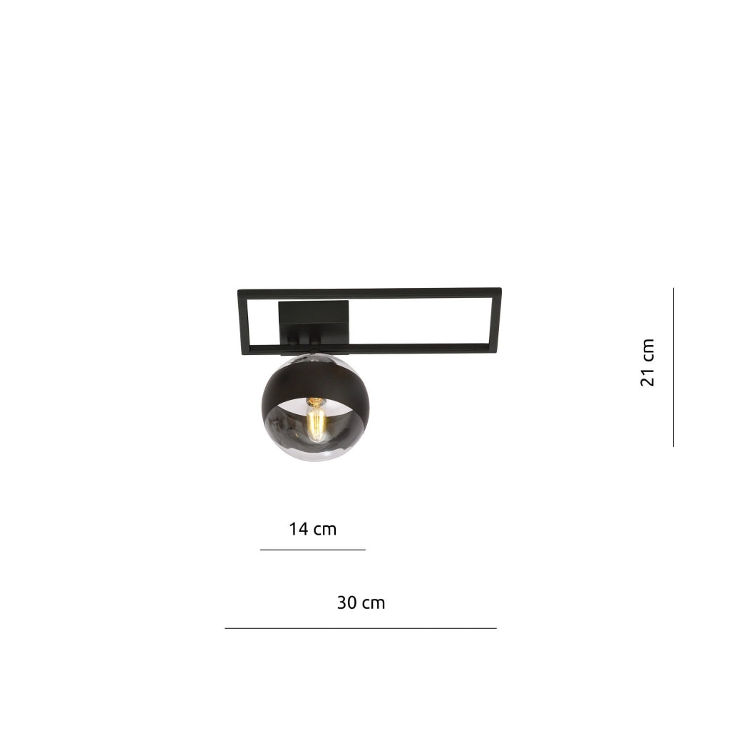 Plafoniera Emibig Imago 1 luce E14 nera trasparente