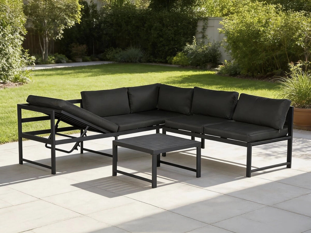 Set di mobili da giardino in metallo "Etna" - 6 posti - Grigio