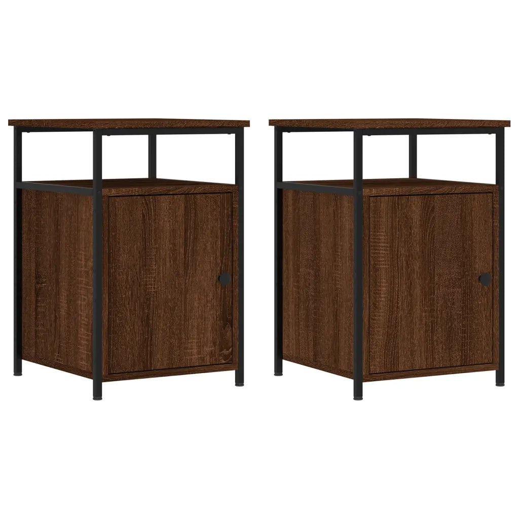 Comodini Rovere Marrone 2 pz-Set di 2 Tavolino da notte 40x42x60 cm Legno Multistrato 234939