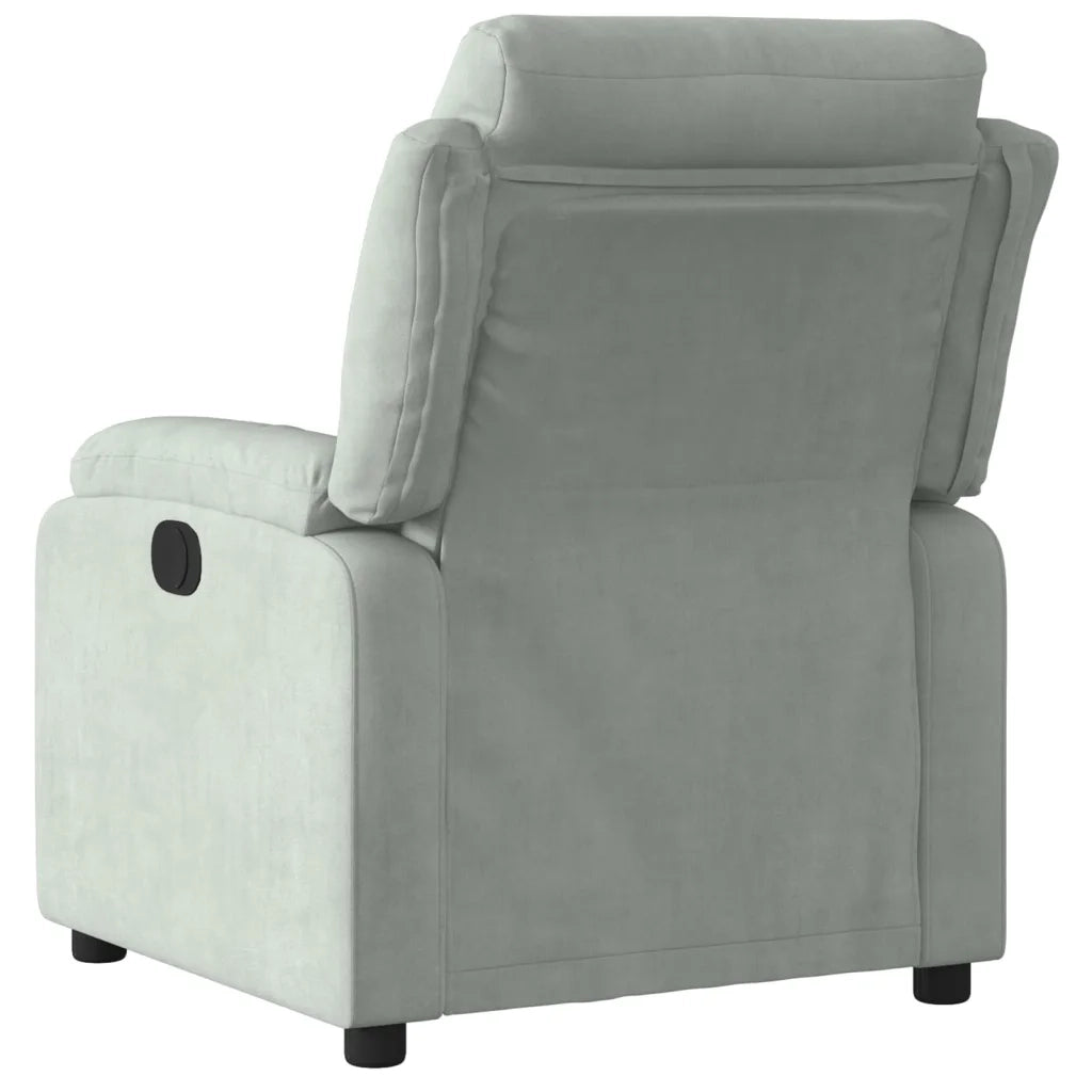 Poltrona | Sedia Relax Reclinabile Grigio Chiaro in Velluto