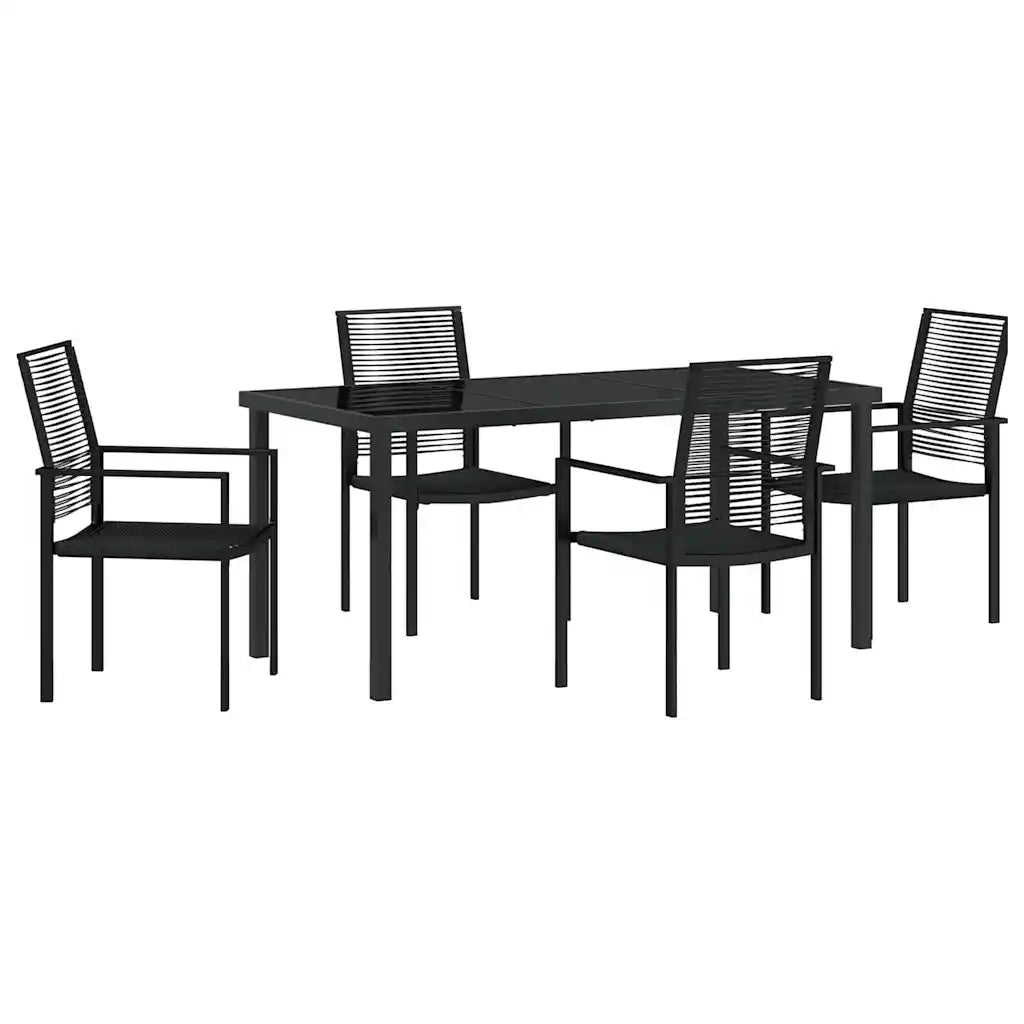 Set da Pranzo per Giardino 5 pcs Nero