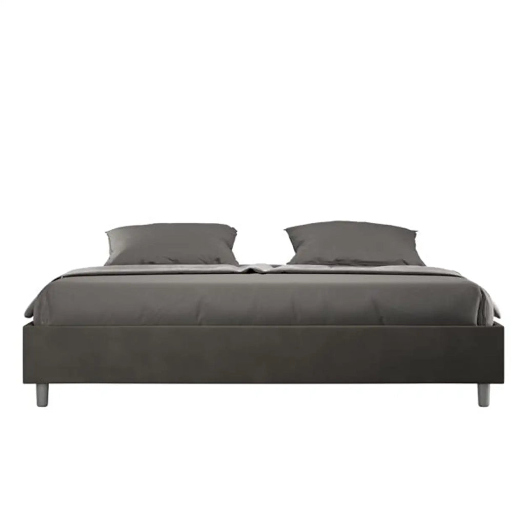 Letto contenitore imbottito 180x190 microfibra grigio Azelia
