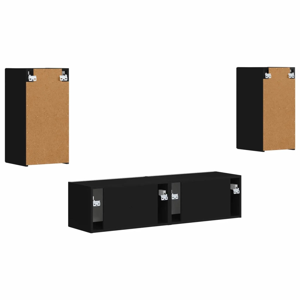 Set mobile TV 4 pcs Nero Legno multistrato 3409151