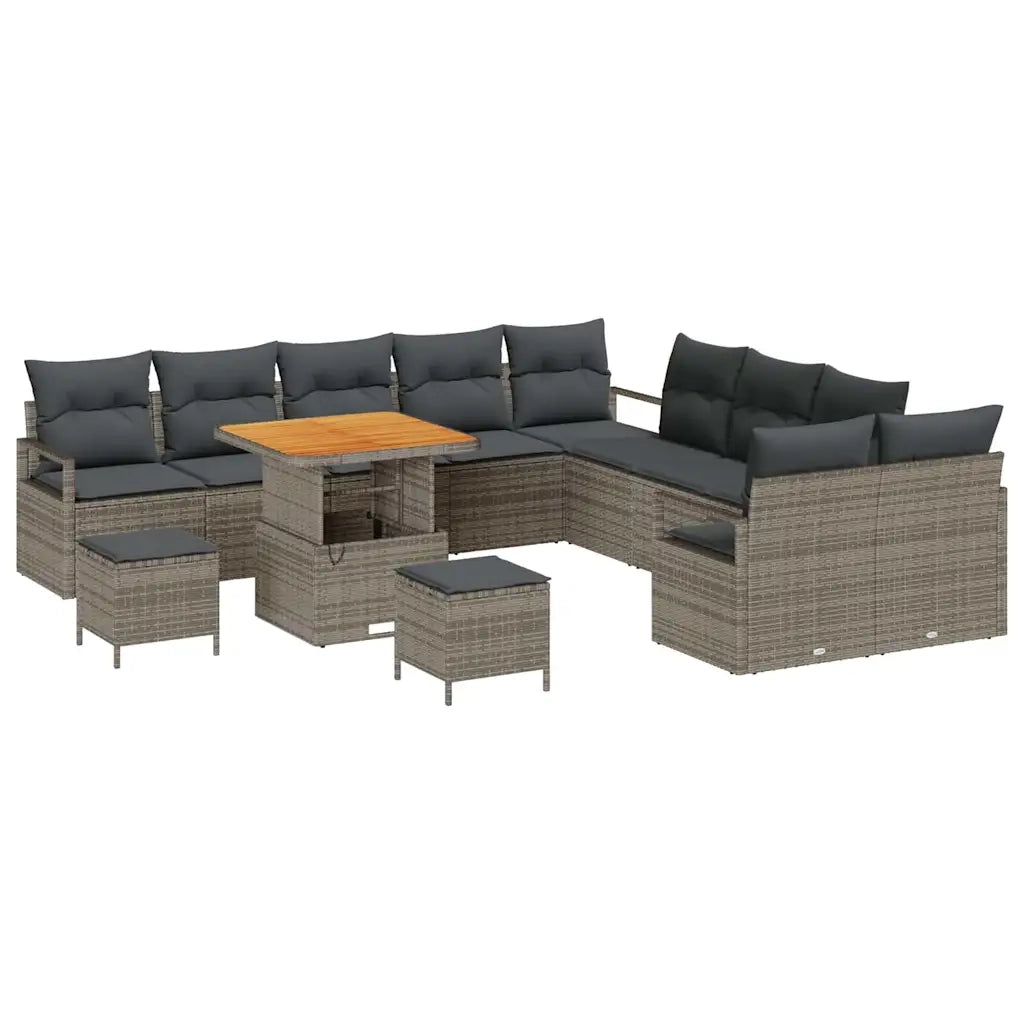 Set Divano da Giardino con cuscino 13 pcs Grigio polyrattan 3362583