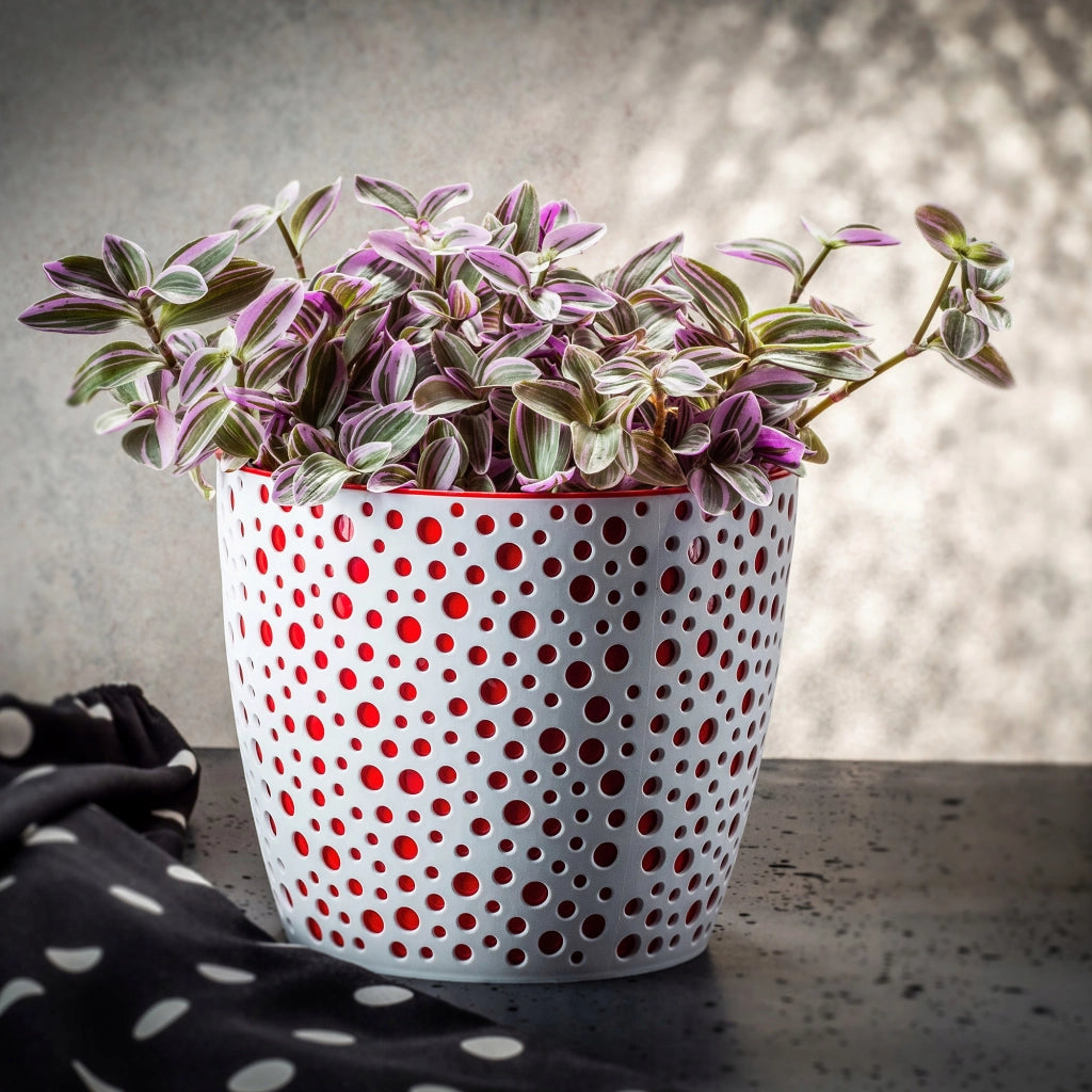 Vaso da fiori KADAX rotondo in plastica, 21 cm, rosso