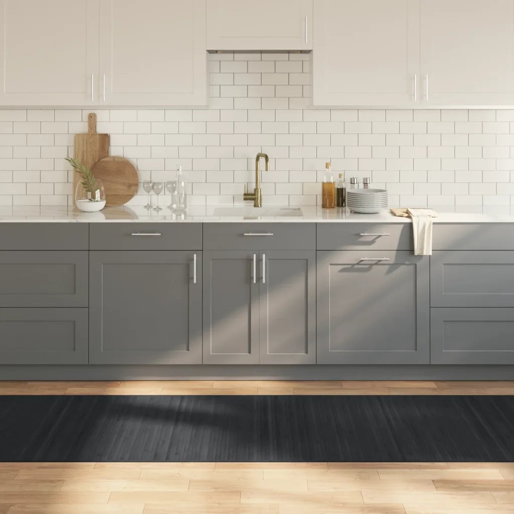 Tappeto Rettangolare Grigio 80x500 cm in Bambù 376928