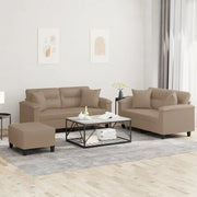Set di Divani 3 pz con Cuscini Cappuccino in Similpelle
