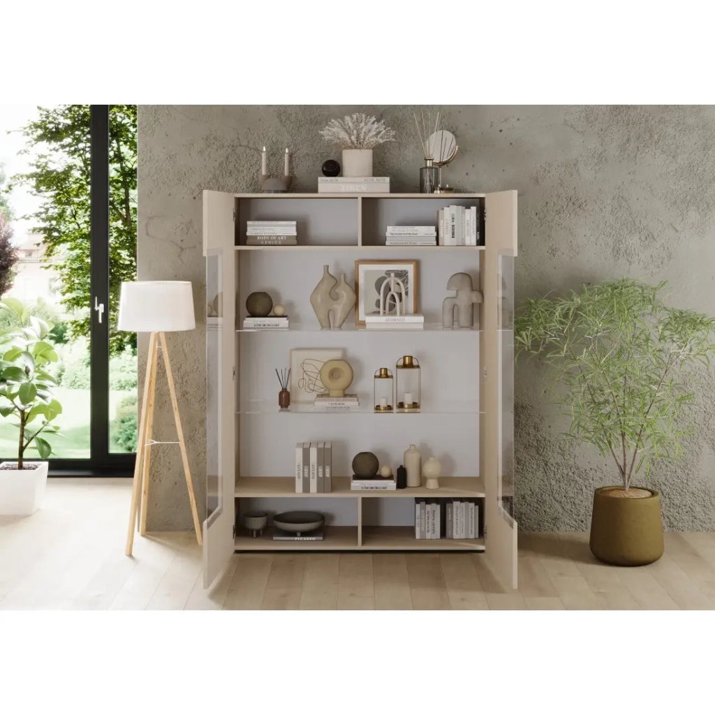 Vetrina SCENA – L121 x H166 x P42 cm – 2 porte – Colore Cashmere