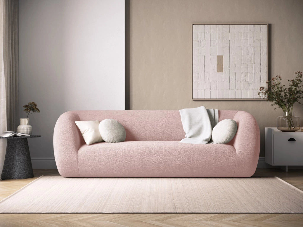 Cosmopolitan Design - Divano "Essen" 3 posti in bouclé rosa cipria 