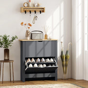 Scarpiera con 2 cassetti a ribalta fino a 12 paia di scarpe in pannello truciolare grigio scuro 72 × 26 × 80 cm