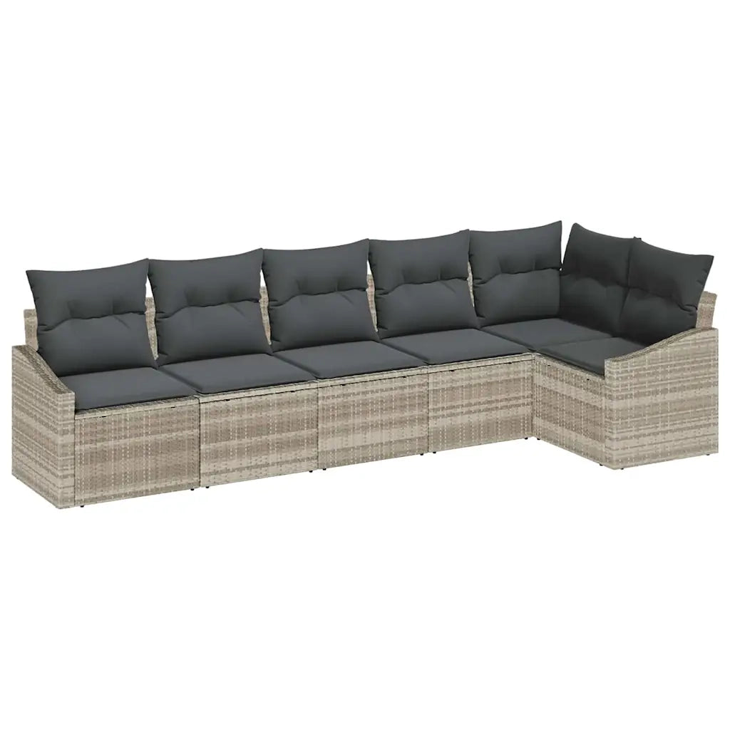 Set di divani con cuscino 6 pcs Grigio chiaro polyrattan