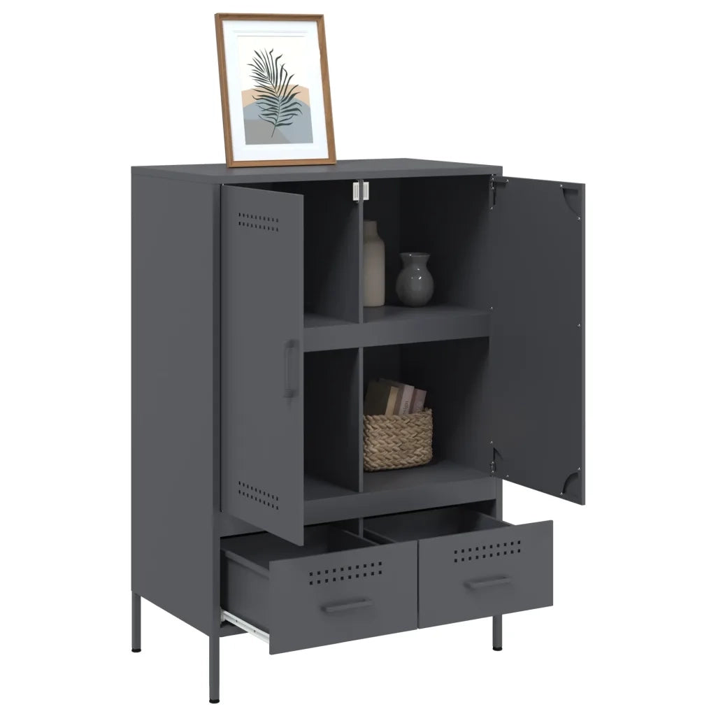 Credenza | Madia | Buffet da pranzo | Armadio da pranzo Antracite 68x39x101,5 cm Acciaio