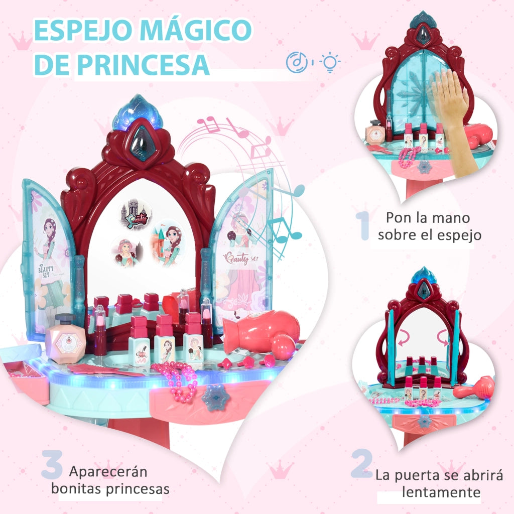 Tocador de Maquillaje Infantil con Specchio e Luce ¨C Minimal ¨C 57x34x76 cm Multicolor