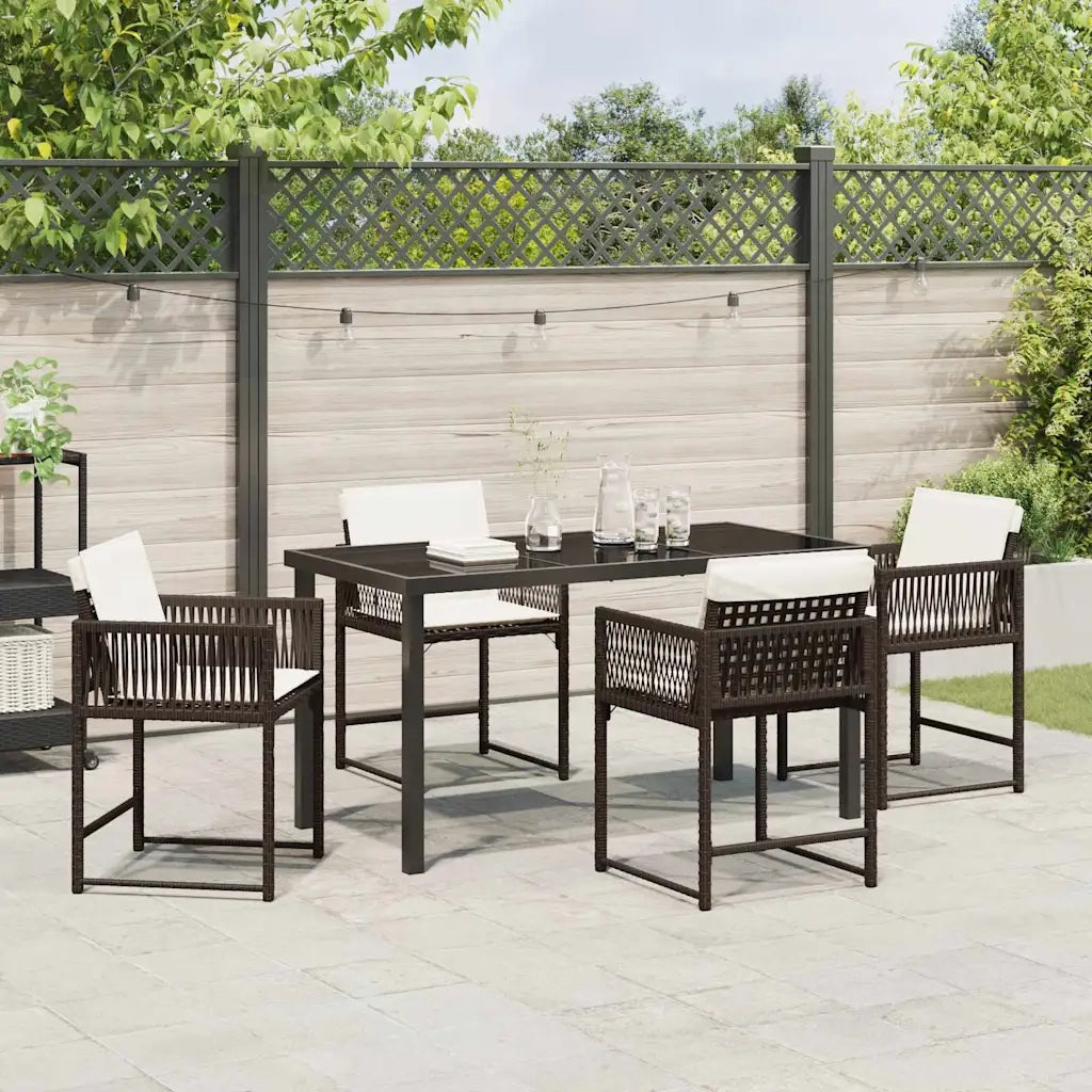 Set da Pranzo per Giardino 5 pcs Marrone polyrattan 3380754