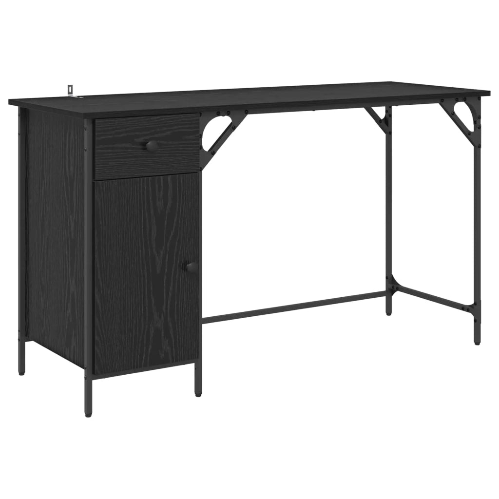 Scrivania per computer Rovere Nero 131 x 48 x 75 cm 882834