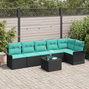 Set Divano da Giardino con cuscino 7 pcs Nero Poly Rattan 3354065