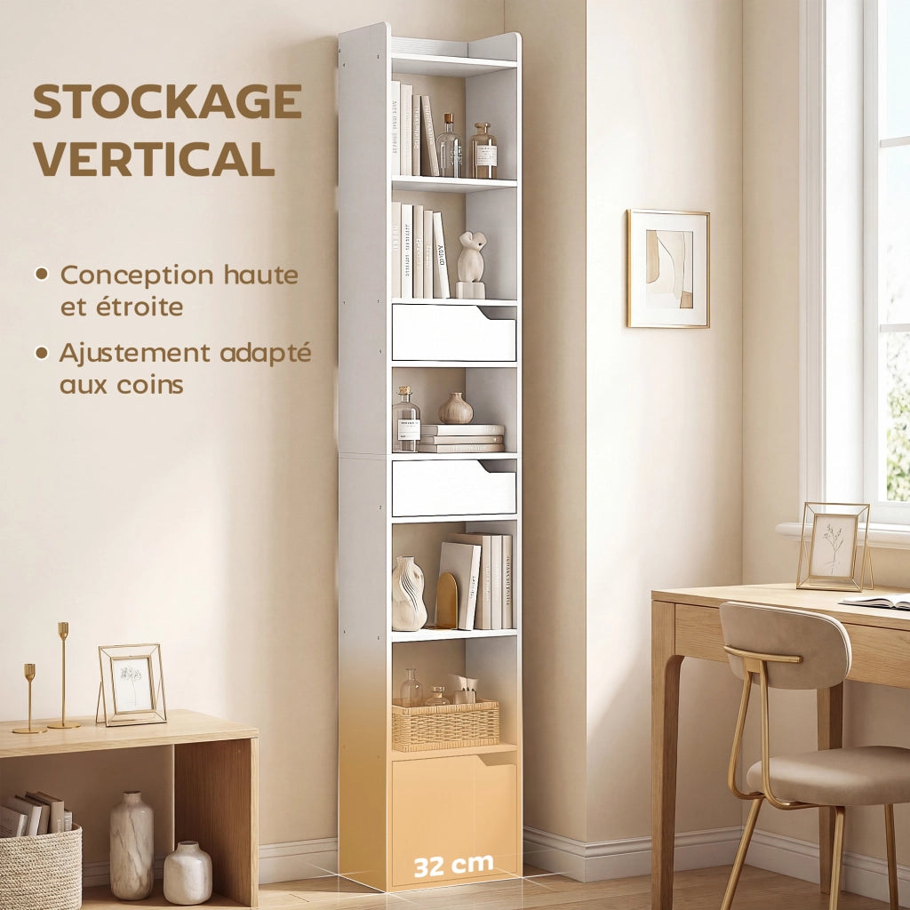 Libreria con ante e cassetti ¨C Minimal ¨C bianco 32x24x181.5