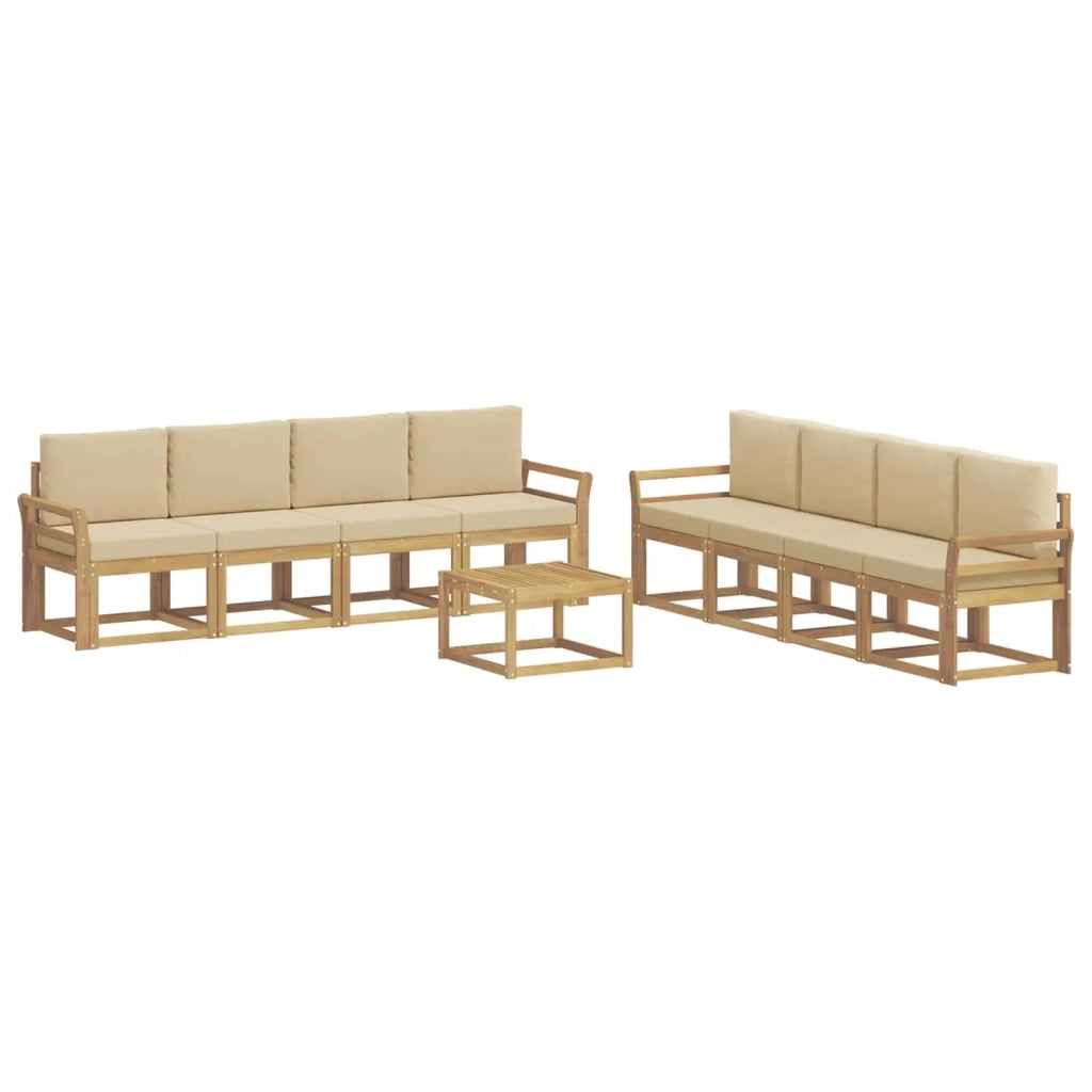 Set di divani da esterno con cuscino 9 pcs Bianco e Beige 3387422