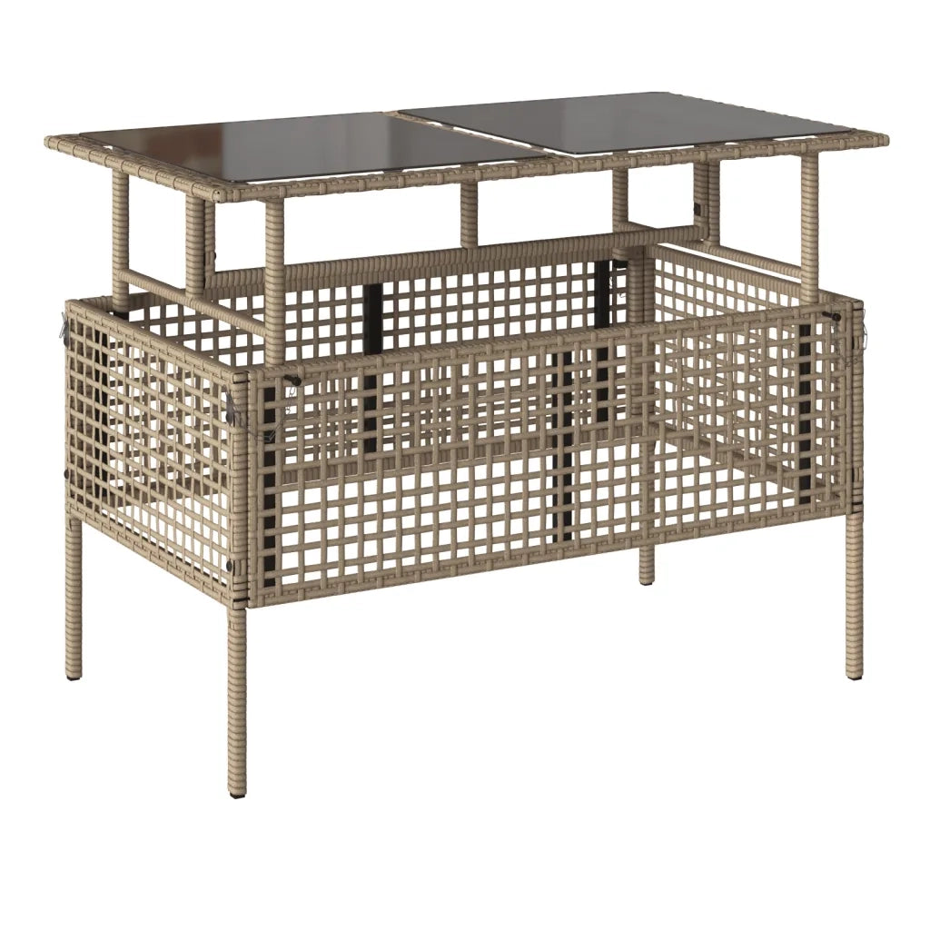 Set Divano da Giardino 4 pz con Cuscini-Sofa da Giardino-Divanetto da esterno Beige Polyrattan Vetro 468856