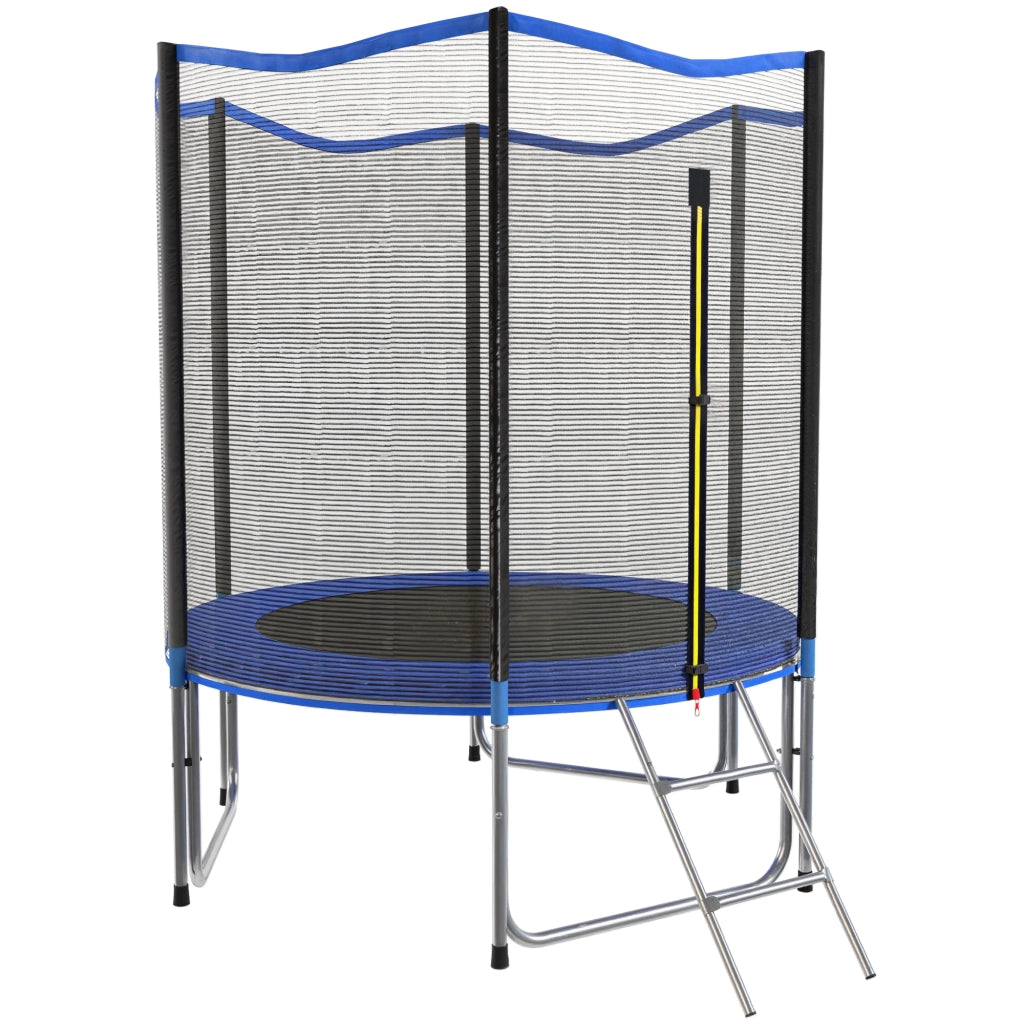 Trampolino elastico da giardino ?183 cm ¨C Xylo ¨C con rete di sicurezza, scala e cuscinetti molle blu