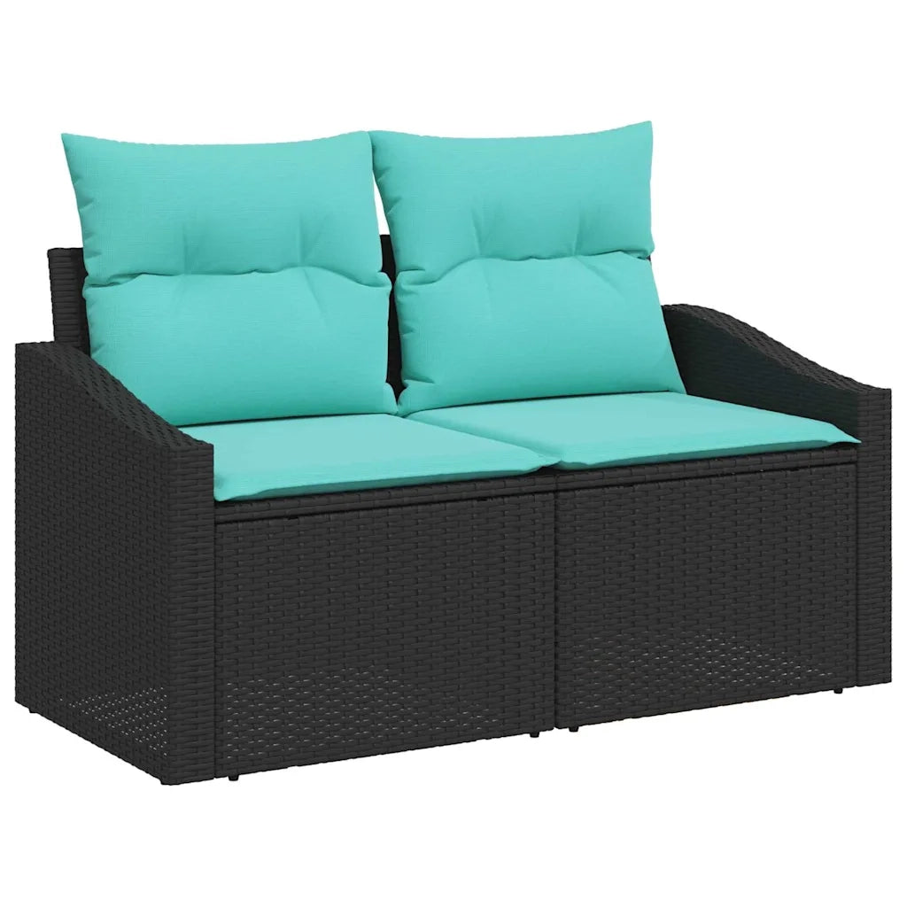 Set Divano da Giardino con cuscino 8 pcs Nero polyrattan 3360036