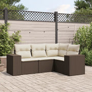Set Divano da Giardino 4 pz con Cuscini Marrone in Polyrattan 3222512