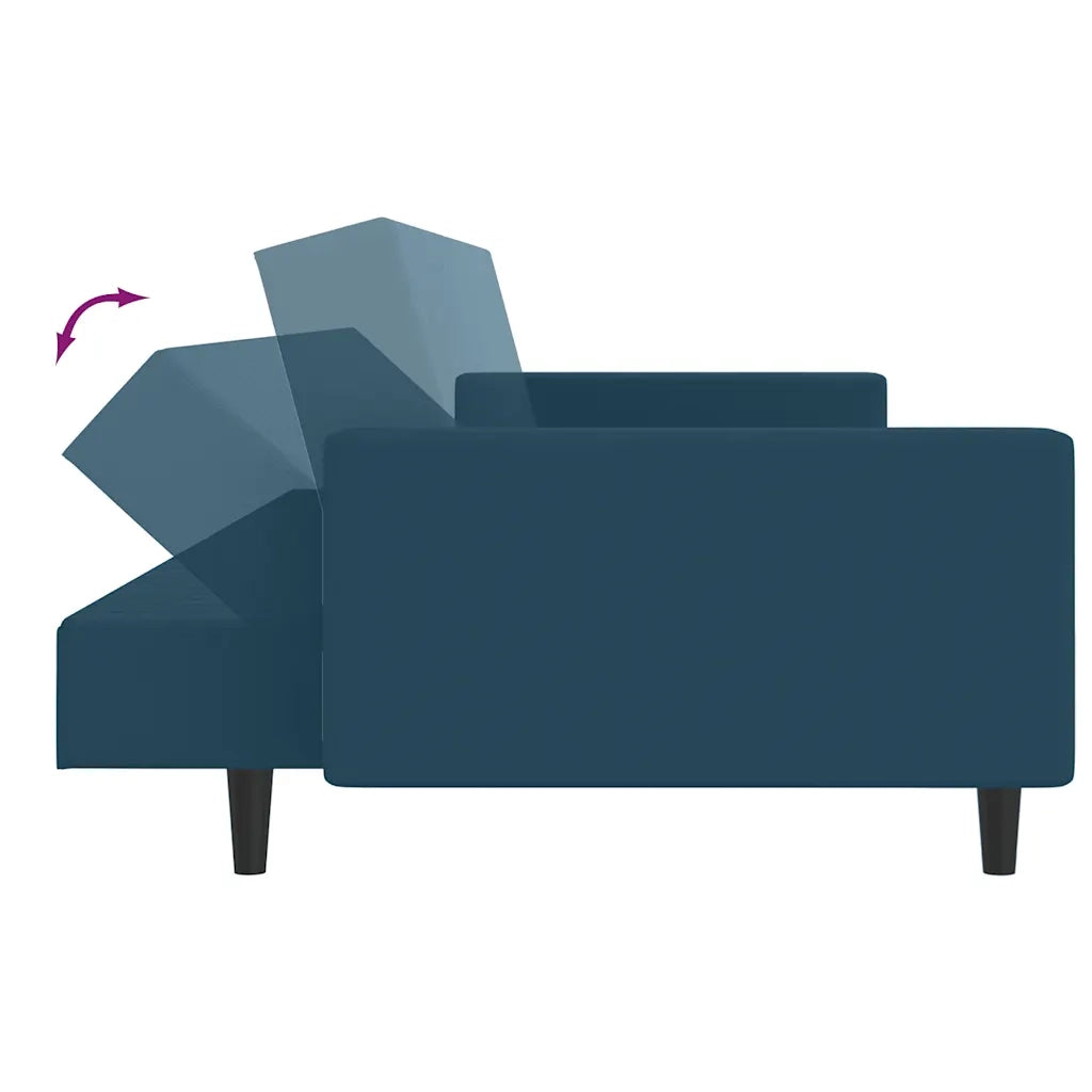 Divano Letto a 2 Posti-Sofa Letto 2 Posti-Daybed Blu in Velluto 190202
