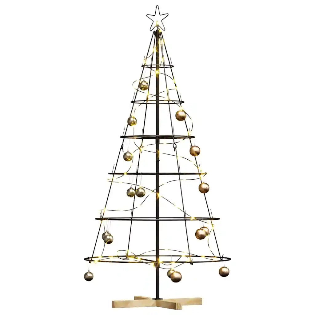 Albero a Cono di Natale con supporto Nero 154 cm Acciaio 42019160