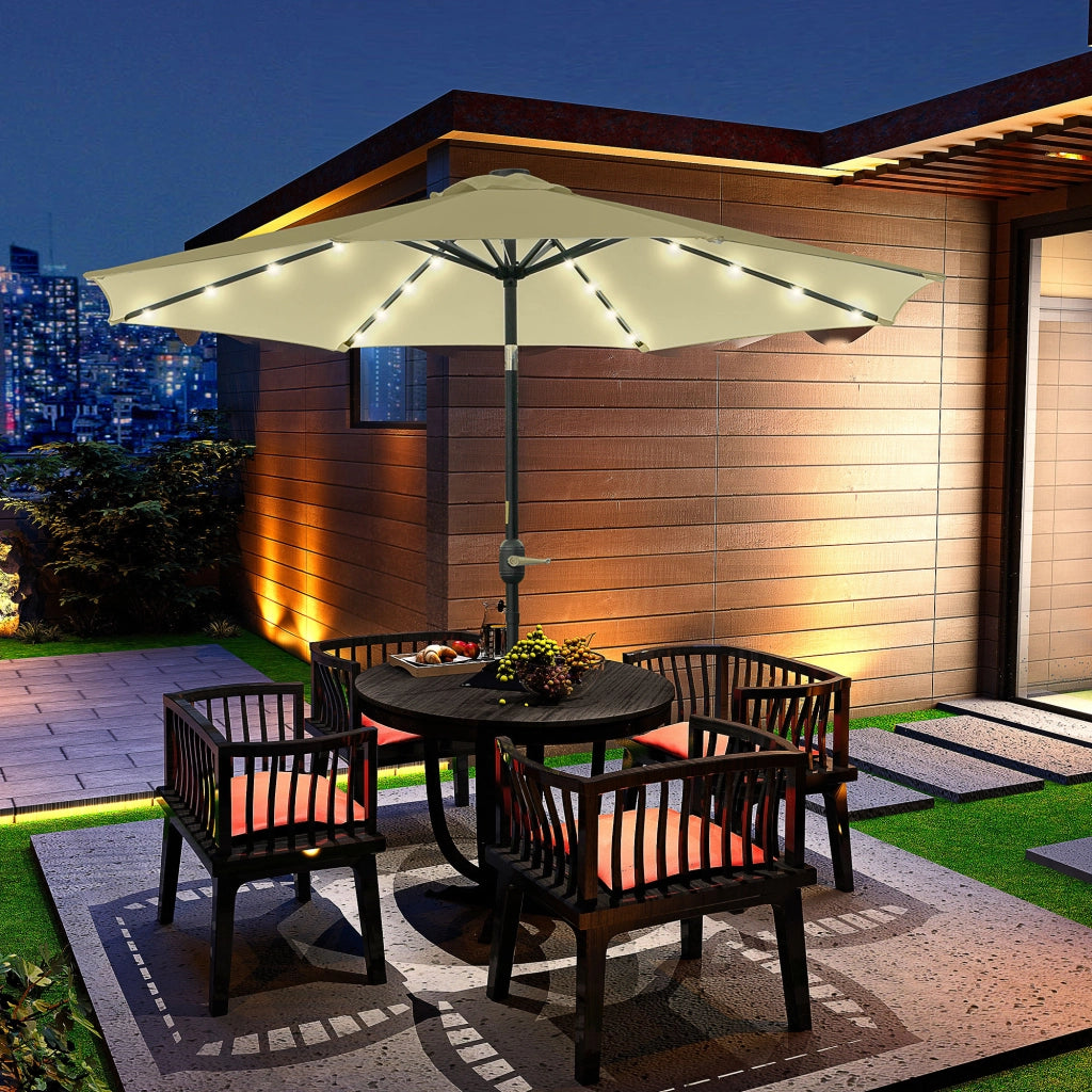 Ombrellone da Giardino con Luci LED Solari ¨C zephmum ¨C Beige ?265 cm