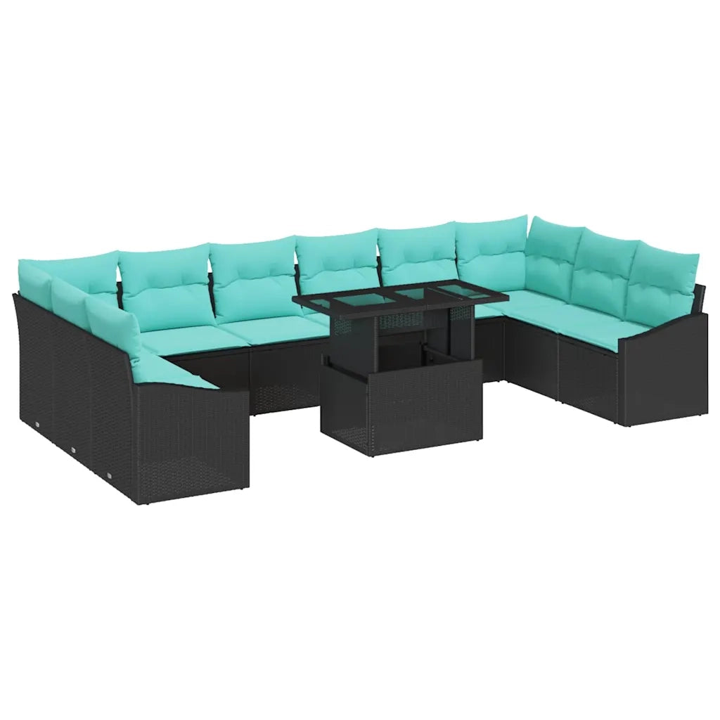 Set di divani con cuscino 11 pcs Nero e Blu polyrattan 3349082