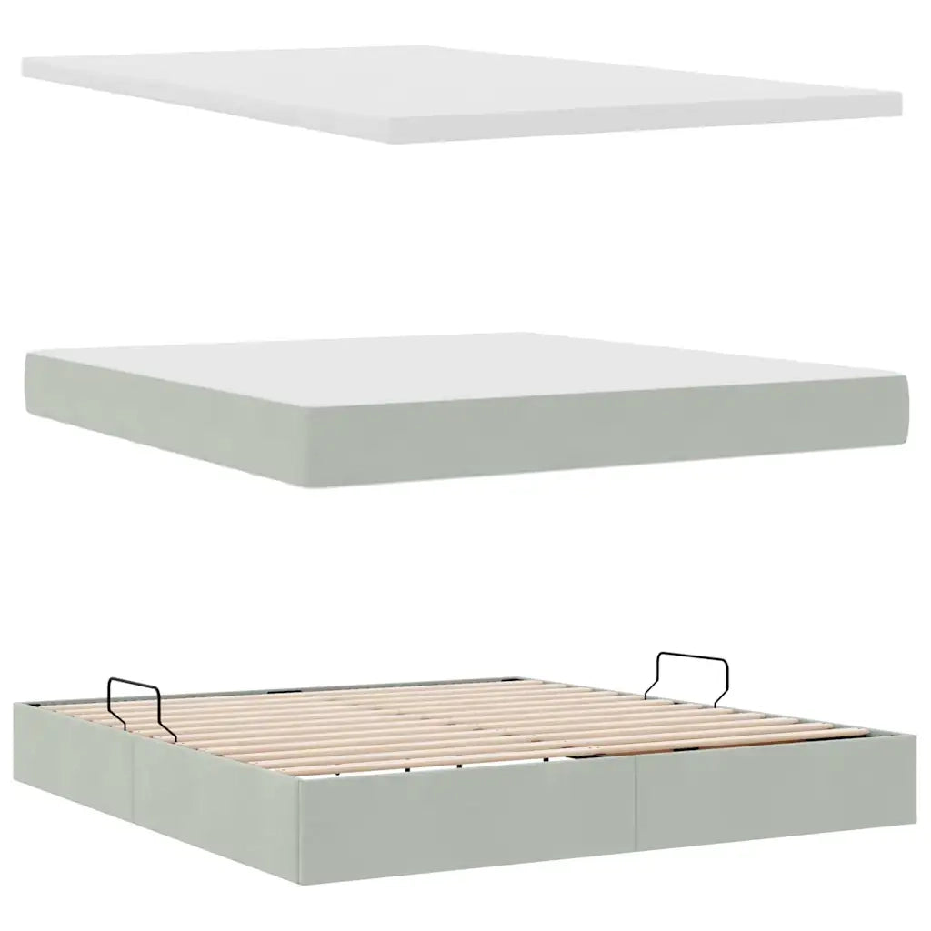 Letto con contenitore e materasso Grigio chiaro 180 x 200 cm 3372045