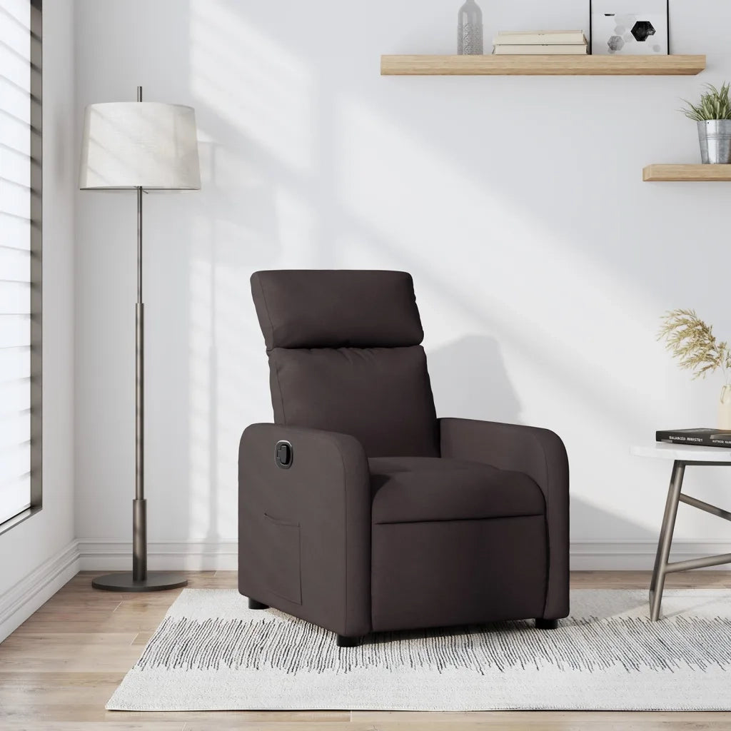 Poltrona Reclinabile Marrone Scuro in Tessuto 374170