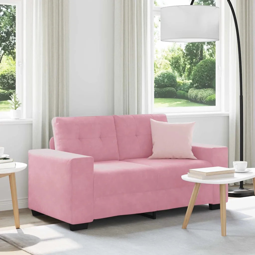 Divano a due posti con cuscino-Sofa 2 Posti Rosa Velluto