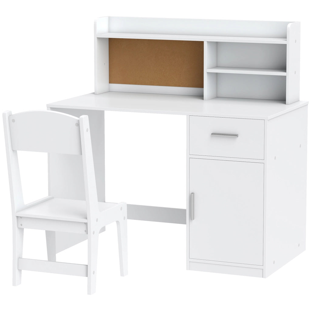 Scrivania per bambini con sedia, tiroir e scaffale ¨C Minimal ¨C bianco