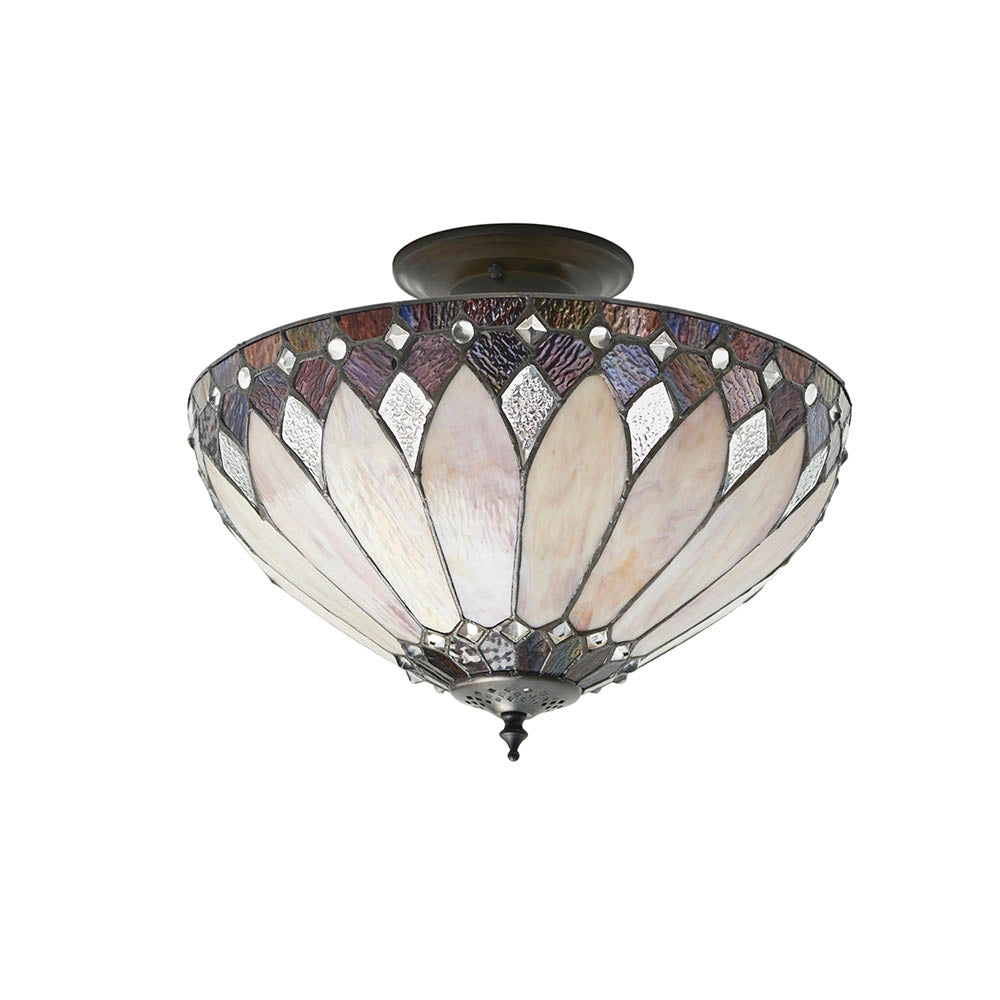 Plafoniera Art Déco multicolor 40cm Tiffany 3xE27 Brooklyn