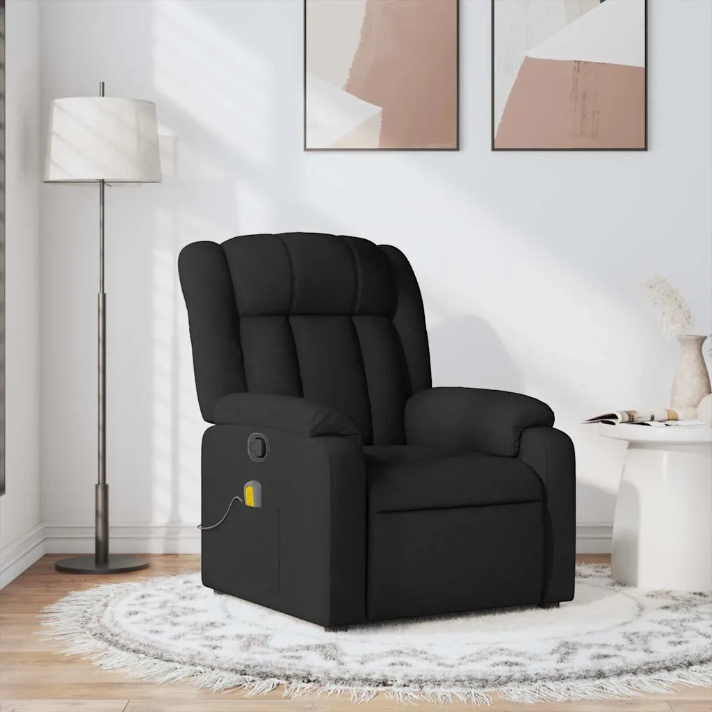 Poltrona Massaggiante | Sedia Relax Reclinabile Nera in Tessuto