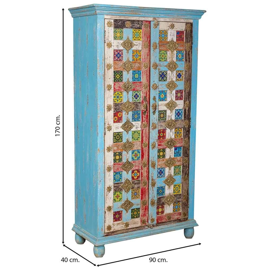 Armadio in legno blu 90x40x170h