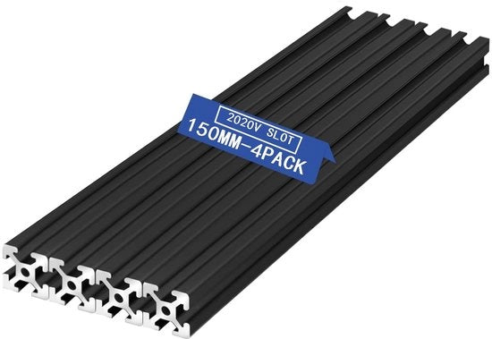Kit di guide lineari 150 mm - 4 pezzi - Anodizzato - Profili di alluminio - V-Slot 2020 - Adatto per stampanti 3D/macchine CNC - Profilo di alluminio