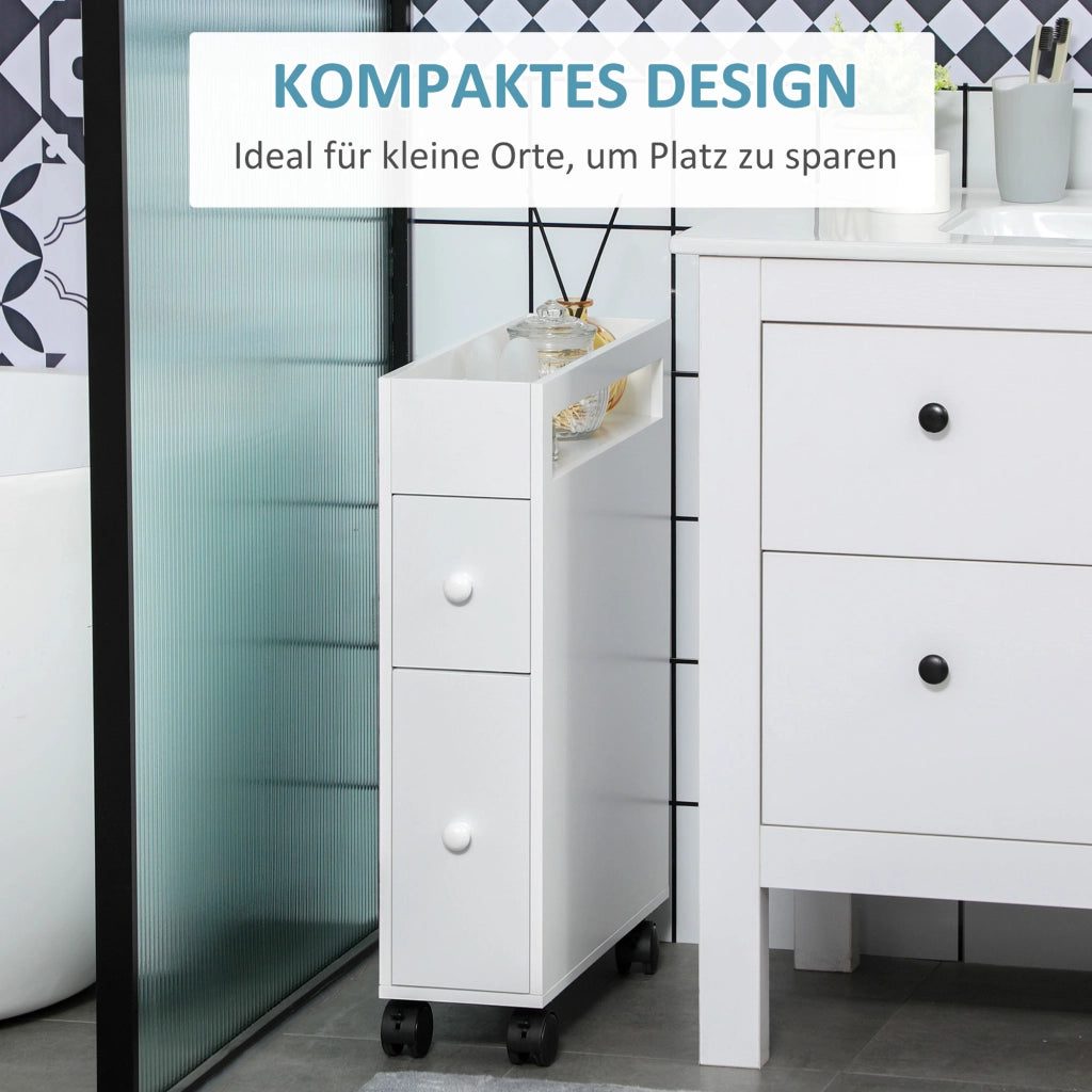 Mobile Bagno Sottolavabo con Cassetti e Ruote ¨C Minimal ¨C Bianco 16x49.5x66 cm