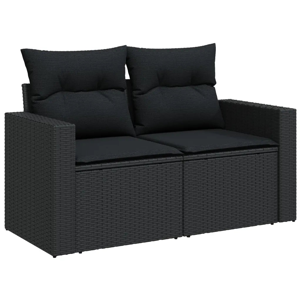 Set Divani da Giardino con Cuscini 8 pz Nero in Polyrattan 3218835