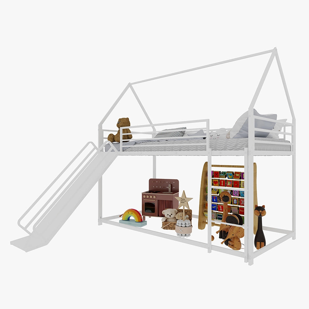 Letto a castello casa - Xylo - 90x200 cm con scivolo