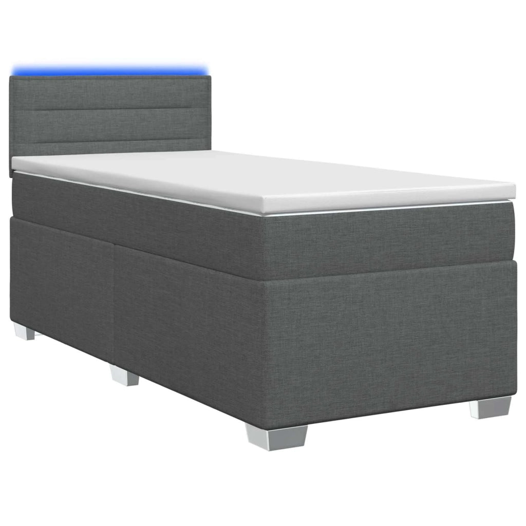 Letto con Box Spring, Materasso e LED Grigio Scuro 90 x 200 cm 3451848
