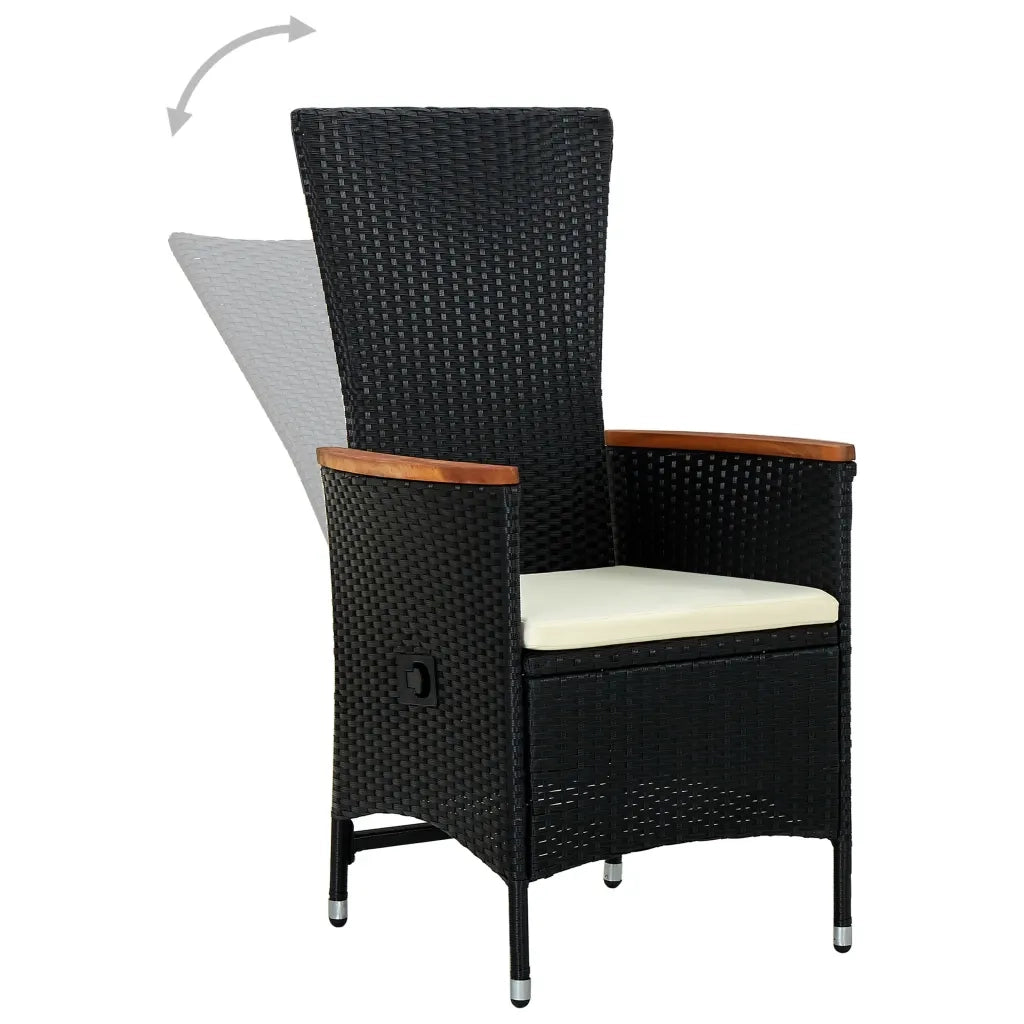 Set da Pranzo da Giardino 5 pz con Cuscini Nero 3099426